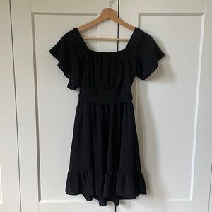 Black Ruffle Sleeve Dress